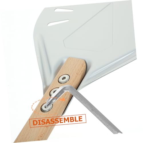 STOBAZA 8 Inch Pizza Shovel Metal Oven Pizza Peel Wooden Handle Baking Spatula for Easy