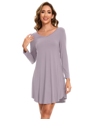 Image of GYS Womens Bamboo Viscose Nightgown Super Soft Lightweight Night Shirts for Sleeping