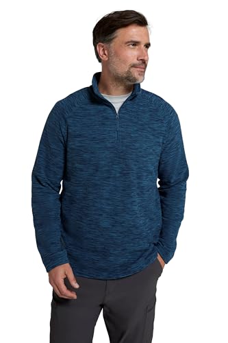 Mountain Warehouse Snowdon Mens Micro Fleece Top - Breathable Antipill Half Zip Collar Sweater Quick Drying Smooth Pullover - For Spring Summer & Outdoors Indigo M
