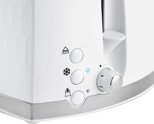 Russell Hobbs Honeycomb 2 Slice Toaster (Extra wide slots, High lift feature, 6 Browning levels, Frozen/Cancel/Reheat function, Removable crumb tray, 850W, White textured high gloss) 26060 - Image 3