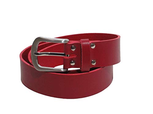 Ledergürtel rot aus festem Vollrindleder 4 cm breit aus eigener Fertigung (95)