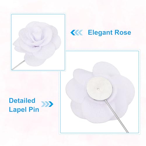 Image of PATIKIL Flower Boutonnieres Pin, Handmade Camellia Lapel Pin for Men Women Suit Wedding Graduation Anniversary Brooch Outfit Accessories