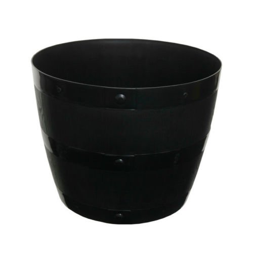 KetoPlastics SET OF 2 x 34CM BLACK HALF BARREL PLANTERS GARDEN, PATIO, FLOWERS PLANTS, GARDEN PLANTER/BARREL BUCKET/PLANT POT