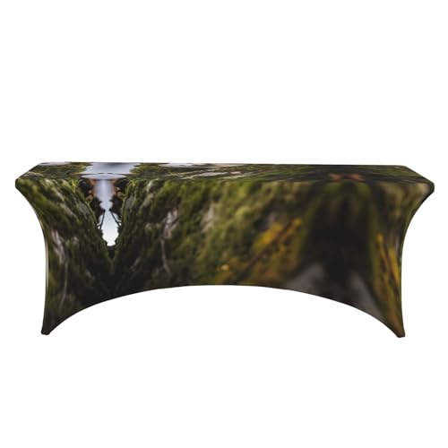 Housse de table rectangulaire extensible élasthanne 1,8m EdWal imprimé belette pour réception - 3