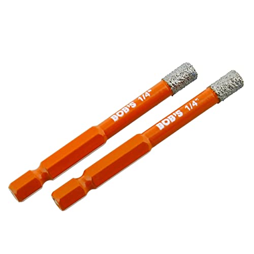 BISupply Trockendiamantbohrer-Set - 2 Stück 6,35 mm Porzellan-Fliesenbohrer, Keramik-Diamantbohrer für Steinglas Cover