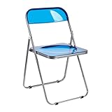 VECELO 折りたたみチェア 透明 折り畳み 背もたれ 軽量 持ち運び 完成品 会議 ワーク イベント 座面高46cm 耐荷重100kg アクリル ブルー