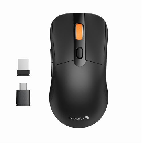 ProtoArc Bluetooth Wireless Mouse, USB C Mouse, EM15 Rechargeable Compact Portable Type C Wireless Mice for Laptop, Tablet, PC, Windows, Mac OS-Black