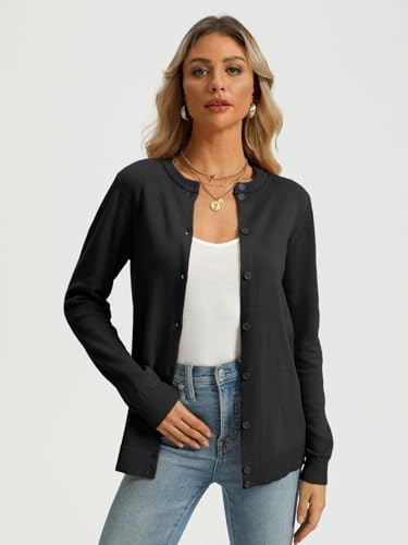 Lillusory Women'S Cardigan Sweaters Lightweight Fall Oufits Clothes Fashion Trendy Long Sleeve Tops Casual Jackets Medium Black thumb #1
