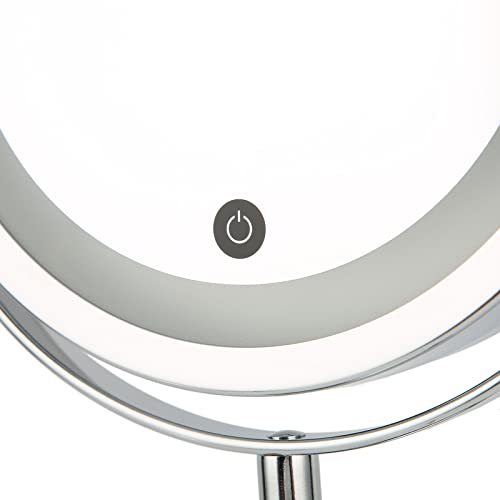 Espelho de maquiagem iluminado YEmirth, espelho de maquiagem com luz LED redondo de dupla face 1X 7X