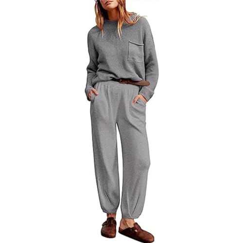 LANGWEI Women's 2 Piece Sweater Trendy Outfits Lounge Sets Cozy