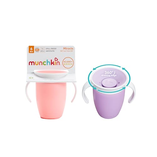 Munchkin 2 Pack Miracle 360 Baby Trainer Cup |2Pack|| 207ml | Pink/Purple