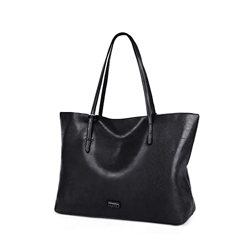 K.EYRE Bolsa feminina de couro sintético macio, bolsa de mão, carteira, bolsa de ombro grande capacidade, Preto 1, Large