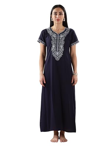 Image of 9shines Label Stylish Alpine Nighty Maxi for Women | Full Length Trendy Nightgown | Premium Nightdress | Nightwear | Heavy Embroidery Nighty with Pockets(2891)