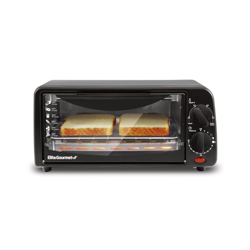 Elite Gourmet 2-Slice Toaster Oven Aluminum,Glass,Plastic Black