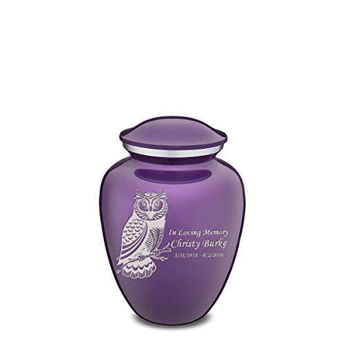 Geturns Embrace Small Personalized Owl Cremation Urns for Human Ashes I Purple Funeral Urn for Men and Women I Holds up to 44 Cubic Inches