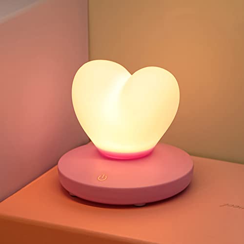 Lvoertuig Heart Shaped Night Light, Cute Lamp, Usb Rechargeable Bedside Lamp, 3 Gear Touch, Portable Love Heart Silicone Lights, Gift For Christmas Valentine's Day Anniversary Wedding #TOP18