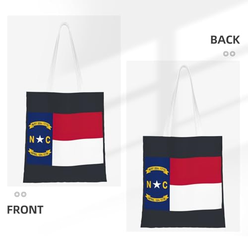 North Carolina State Flag Print Polyester Canvas Tote Bag, Worthy Shopping Bag, Ideal For Present And Daily Errands3