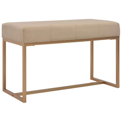 Bout de lit velours beige 80 cm pour optimiser l'espace du salon