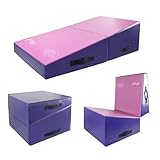 Kangaroo Hoppers Incline Gymnastics Mat, 34”x24”x13” Folding Wedge for Kids Tumbling, Skill Training, Multiple Colors Cheese Mat for Gymnastics, Home Gym Exercise, Pink/Purple