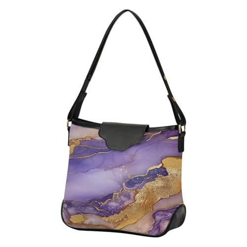 Sac à bandoulière pour femme grand format motif marbre violet