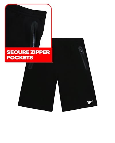 Reebok Conjunto de moletom esportivo para meninos - 2 peças de moletom com capuz e shorts de tricô d