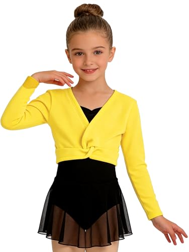 Image of DANSHOW Girls Ballet Wrap Top Long Sleeve Dance Sweater Toddler