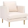 SAFAVIEH Home Collection Hampshire Modern Bone Linen/White Washed Solid Wood Accent Chair