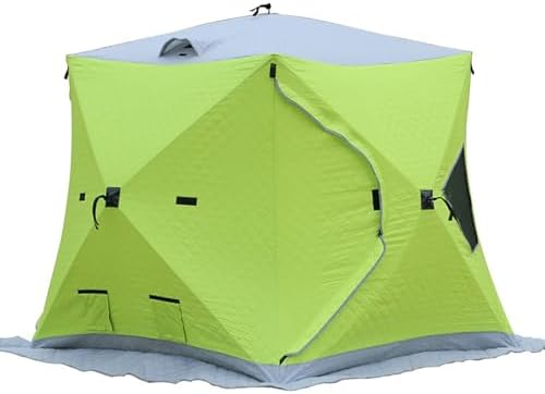 Ice Fishing Shelter, Insulated Pop-Up Tent for 2-3 People, Durable and Weather Resistant Winter Fishing Shelter with Breathable Mesh Windows, Windproof Rope, Easy Set Up