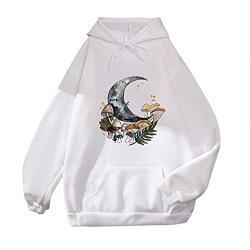 AIHOU Hoodies for Teen Girls Plus Size Drawstring Blouse Aesthetic Graphic Casual Kawaii Pullover Hooded Sweatshirts Blue