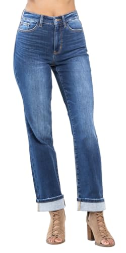 Judy Blue Waist Contrast Wash Thermal Straight