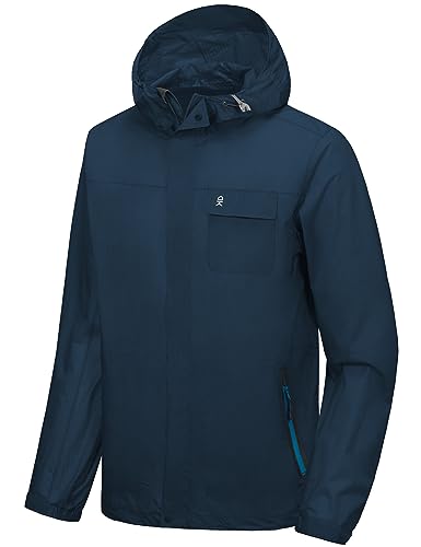 Image of Little Donkey Andy Men's Waterproof Rain Jacket Coat, Lightweight Raincoat Windbreaker with Hood for Golf Hiking, UPF 30