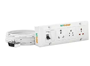 6A 16A 20A Heavy Duty Extension Board International 3 Socket 1 Switch (3500W) Surge Protector with 10 Meter Long Wire Cable for Ac, Refrigerator, Washing Machine, Microwave & Large Appliances