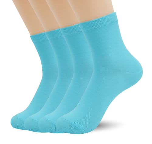 Image of Azwelier Unisex Colorful Quarter Ankle Athletic Socks Breathable Cotton Blend Crew Style 4 Pairs Pack