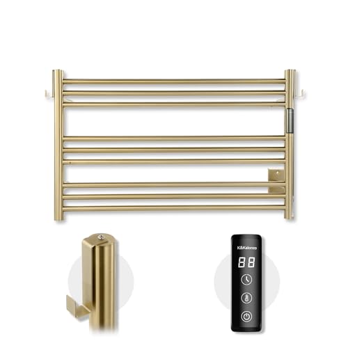 K&KALONZO Towel Warmer for Bathroom, Wall-Mounted 9-Bar Heated Towel Rack with Built-in Timer,...