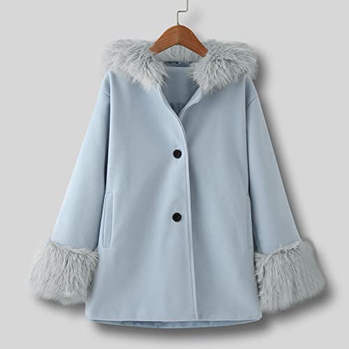 Baby Girls Faux 𝐅𝐮𝐫 Teddy Long Coat Kids Winter Windproof Fleece Jacket Warm Outwear Button Hooded with Pocket3