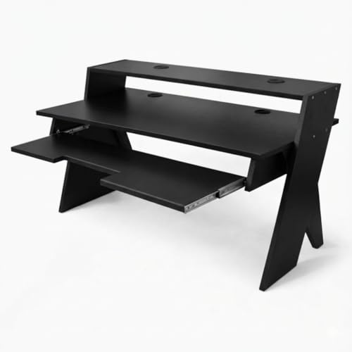 Image of Timber Acoustics StudioPad Mini Music Production Desk for Studio | Professional Music Producer Table for PC, MIDI Keyboard & Audio Setup (3.5' X 2.5') (Black)