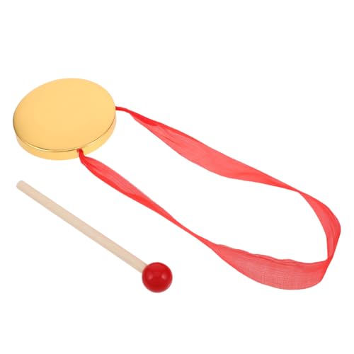 BRIGHTFUFU Kids Cymbal Copper Gong Traditional Percussion Instrument Copper Gong with Mallet and Ribbons for Festival Celebration Party Cheering 9cm
