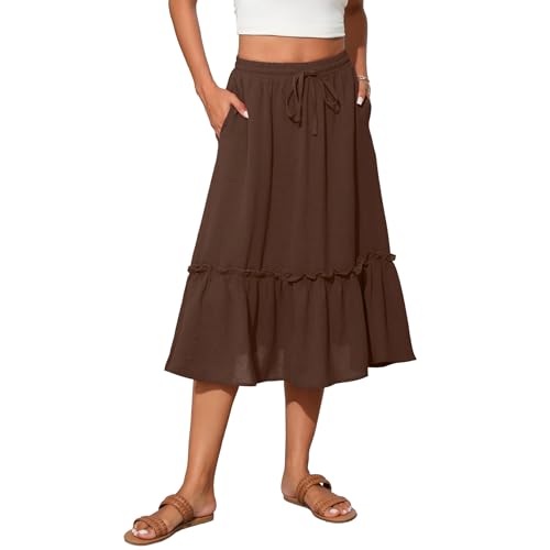 Image of Witsmile High Waist Tiered Skirts for Women Flowy Skirts for Women Long Length with Pockets 2026 Fashion Trendy