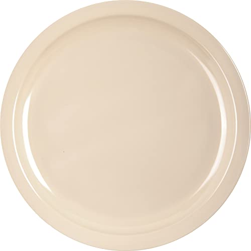 Carlisle FoodService Products Kingline Reusable Plastic Plate Dinner Plate for Home and Restaurant, Melamine, 10 Inches, Tan, (Pack of 48)