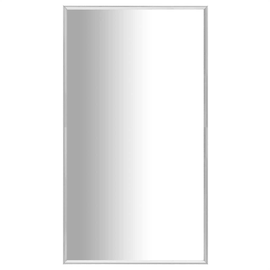 Miroir argenté en verre 80x60 cm avec cadre PVC pour salle de bain et salon