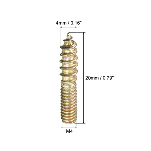 Image of uxcell M4x20mm Hanger Bolts, 120pcs Double Ended Thread Dowel Screws for Wood Furniture Connecting
