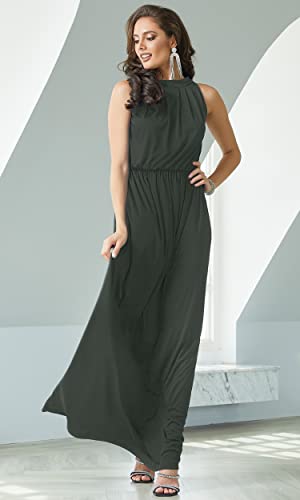Image of KOH KOH Womens Long Sleeveless Halter Bridesmaid Wedding Guest Maxi Dress