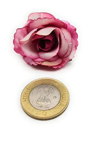 Image of SATYAM KRAFT 12 Pcs Artificial Small Rose Flowers for Home Decoration, Gift, Mandir Pooja Table, Cake Decor & Bouquet Making - Fake Fabric Head Roses (Pink, 4 cm)