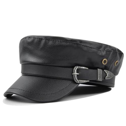 Béret vintage plat femme en cuir synthétique pour rester élégante sous le vent