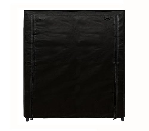 Image of Multi Utility 12 Layer Shelf Collapsible Metal Pipes with Non-Woven 100GSM Fabric Cover for Shoe /Cloth /Toy /Books Rack (Black, Metal)