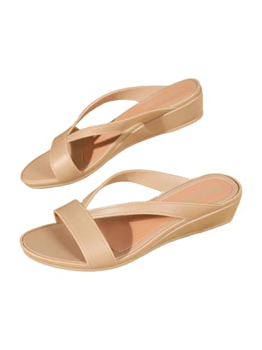 GORGLITTER Women's Strappy Wedge Sandals Slip on Open Toe Summer Beach Shoes