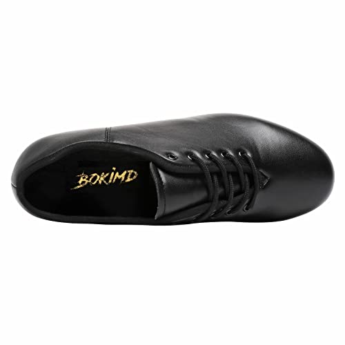 Mens Split Sole Jazz Tap Dance Shoe Black Leather Dance Shoe (9.5 / Black) #TOP1