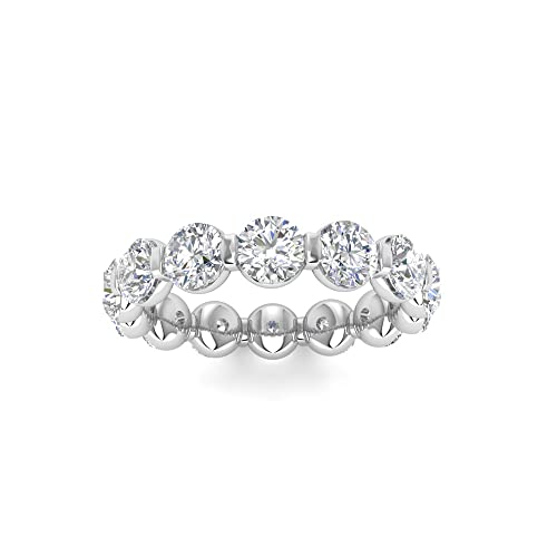 Twobirch Platinum Plated Sterling Silver Round Cut Moissanite Eternity Ring (4 Mm) (Gra Certified) (5) #TOP2