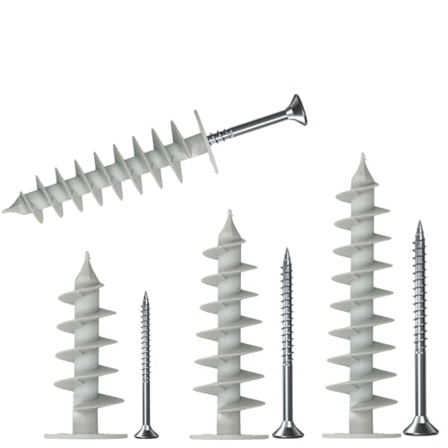 BTG-TM Nylon Dämmstoffdübel Dübel WDVS Hartschaumdübel zum wärmebrückenfreien Befestigen von Lampen Briefkästen Bewegungsmeldern in Dämmplatten Fassade (10 Dämmstoffdübel + 10 Schrauben, 120mm)