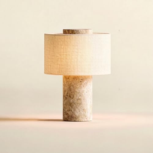 BSOD Travertine Lamp Rechargeable 10 Inch Stone Table Lamp Marble Wabi Sabi Light Fixture Cordless Touch Dimmable LED Decor for Console Side Entryway Foyer Counter(Rechargeable Travertine Lamp)